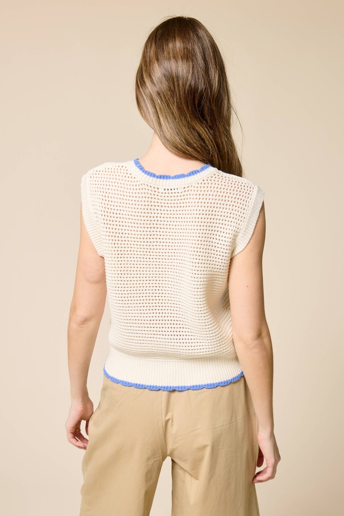 FLAT WHITE - Seaside Fish Embroidery Sleeveless Knit Top - Dear John