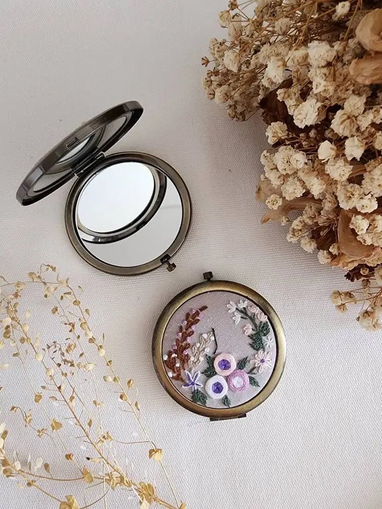 Floral Embroidered Compact Mirror - Dear John