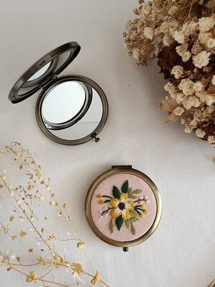 Floral Embroidered Compact Mirror - Dear John