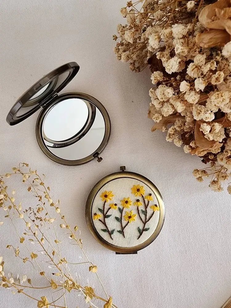 Floral Embroidered Compact Mirror - Dear John