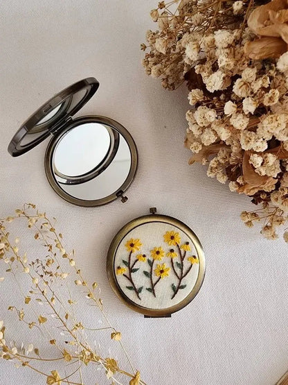 Floral Embroidered Compact Mirror - Dear John