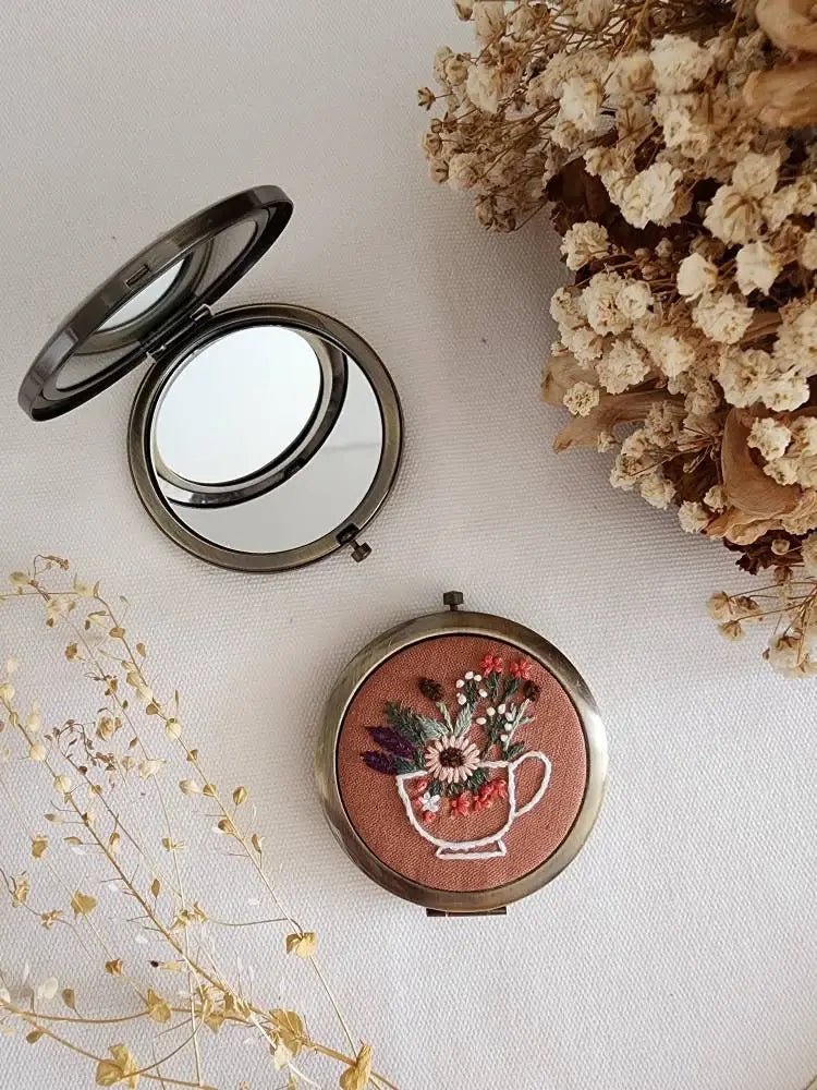 Floral Embroidered Compact Mirror - Dear John