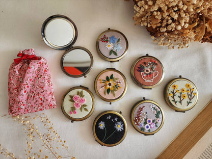 Floral Embroidered Compact Mirror - Dear John