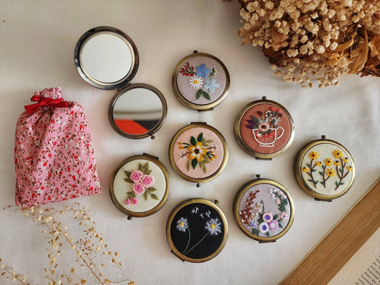 Floral Embroidered Compact Mirror - Dear John