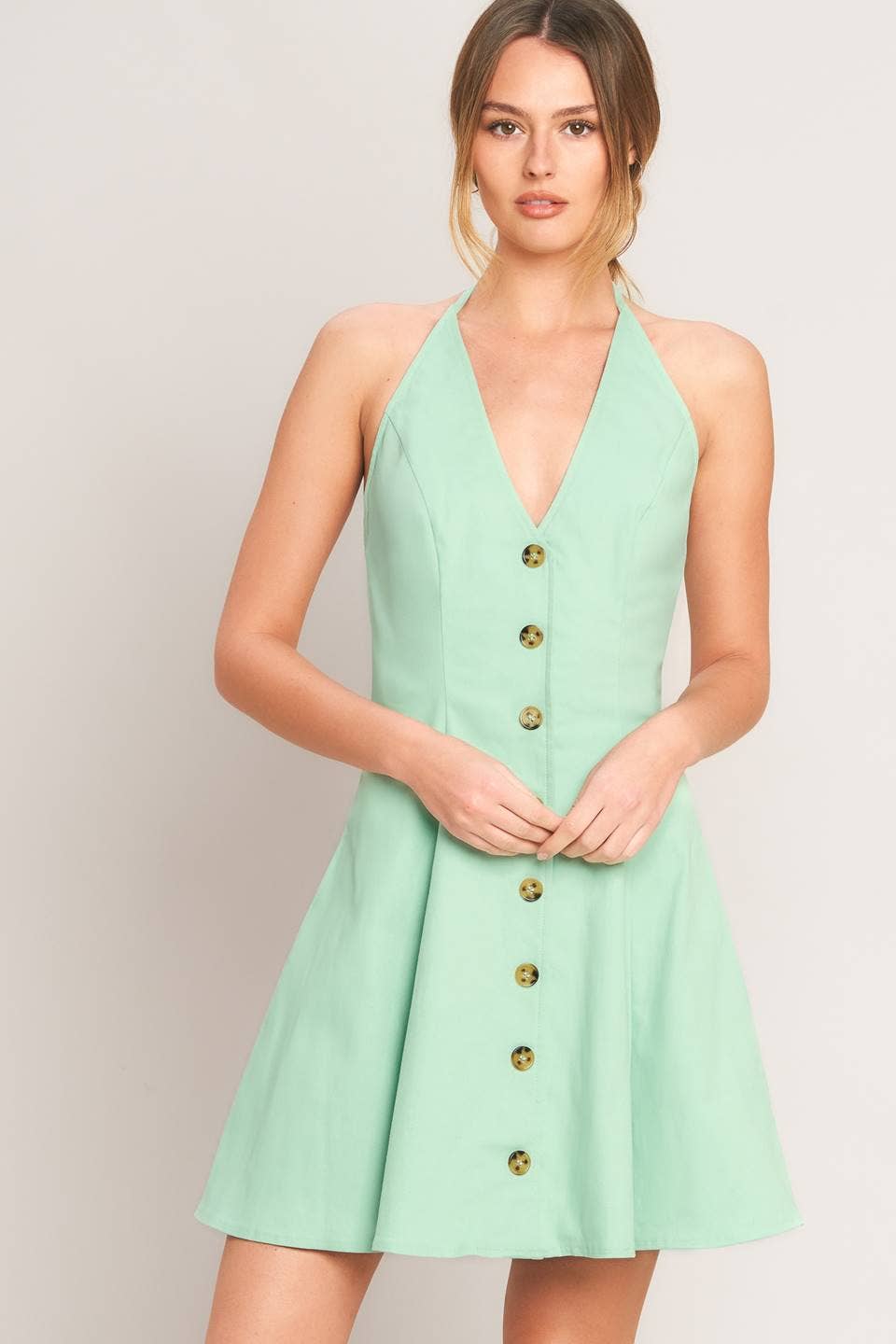 FLYING TOMATO - A solid woven mini dress - ID23482 - Dear John