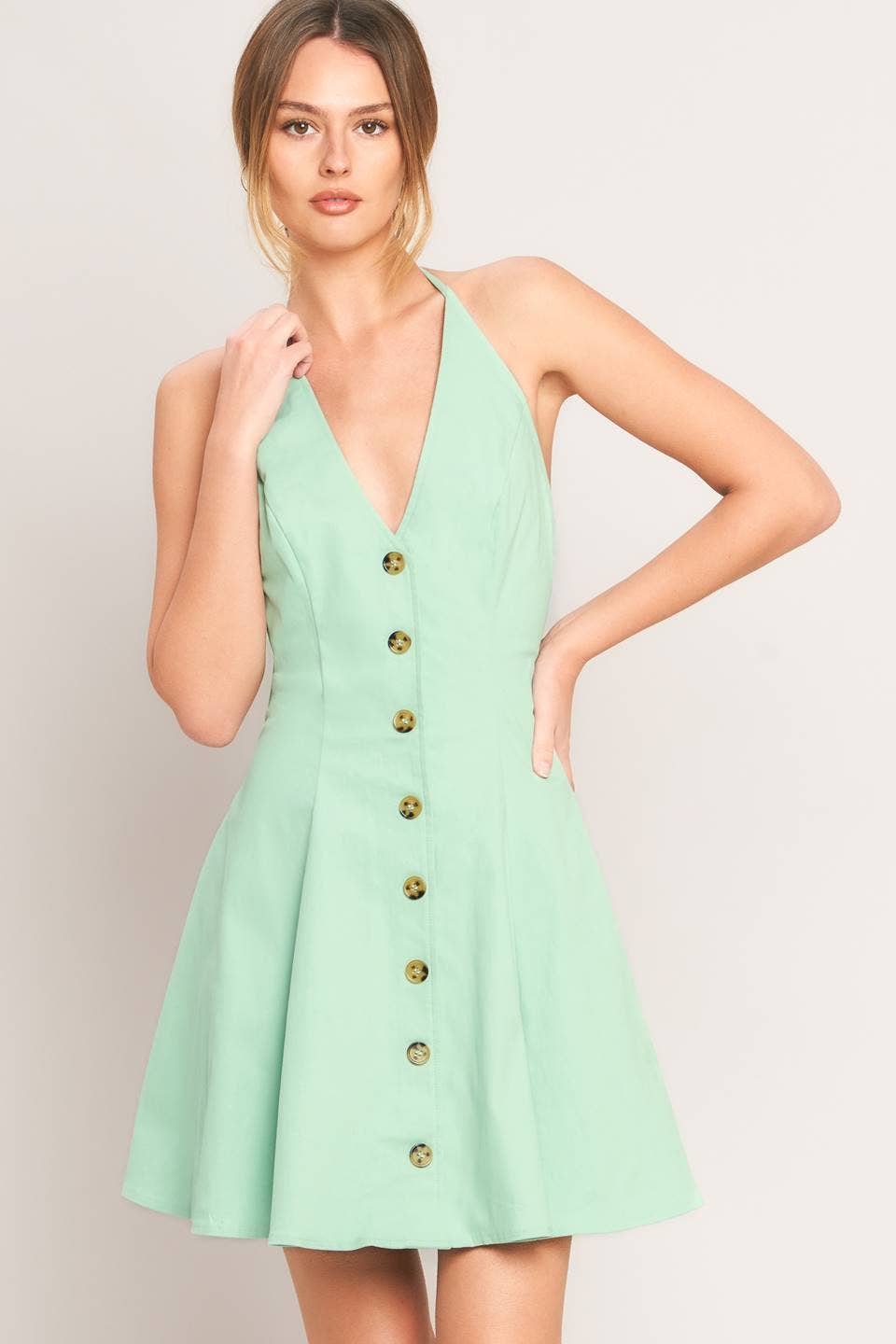 FLYING TOMATO - A solid woven mini dress - ID23482 - Dear John
