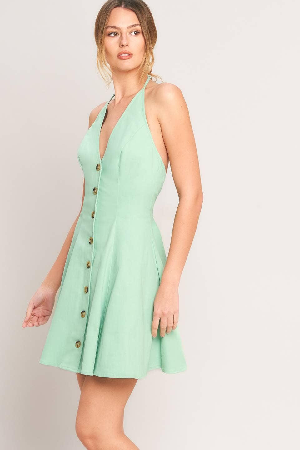 FLYING TOMATO - A solid woven mini dress - ID23482 - Dear John
