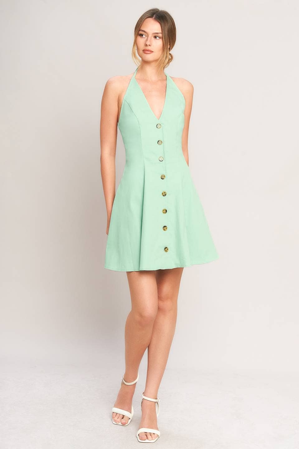 FLYING TOMATO - A solid woven mini dress - ID23482 - Dear John