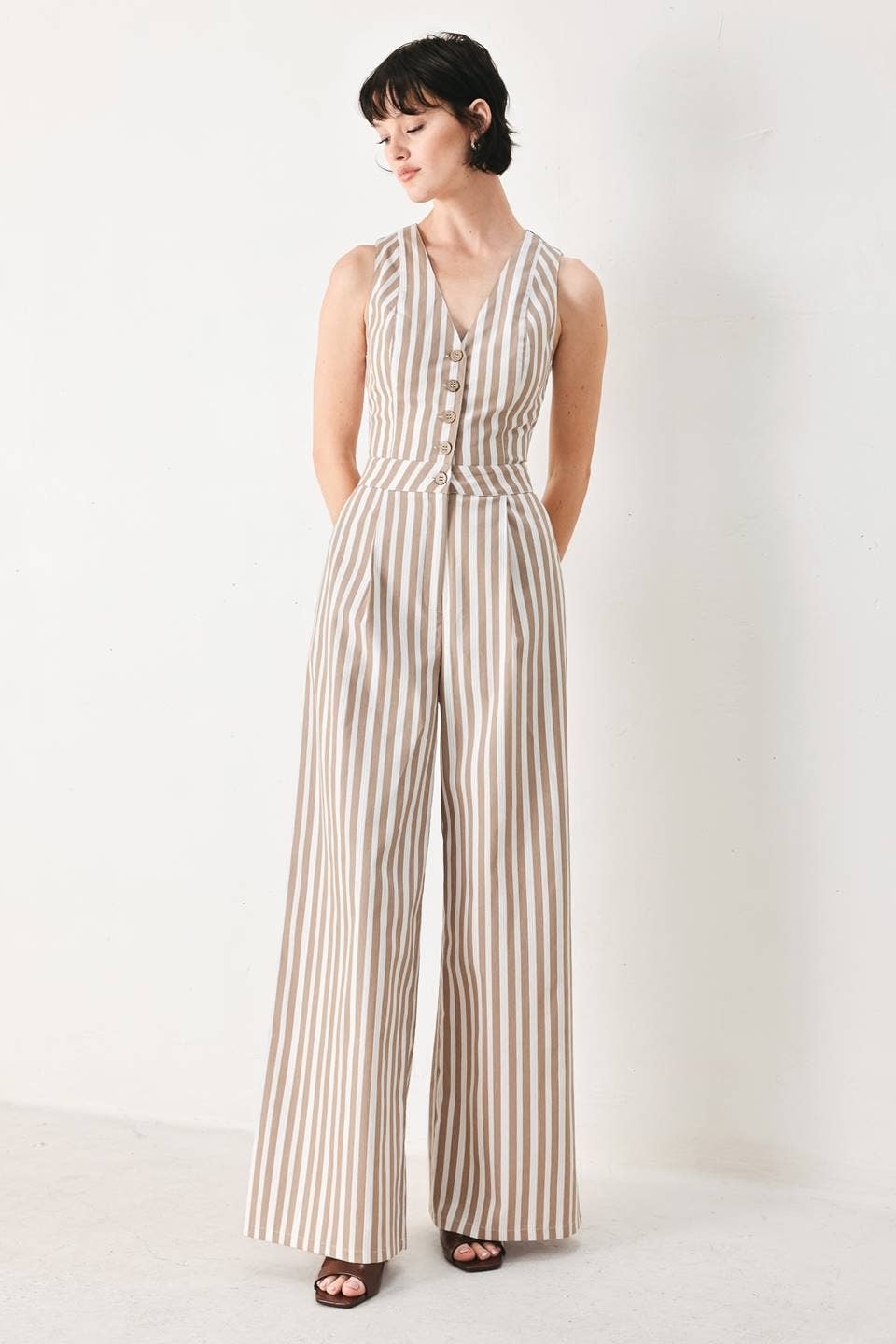 FLYING TOMATO - A striped woven jumpsuit - FP2185 - Dear John