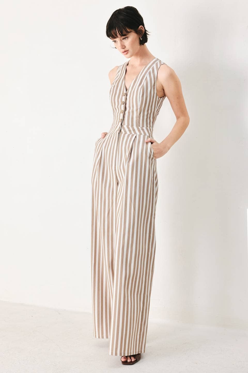 FLYING TOMATO - A striped woven jumpsuit - FP2185 - Dear John
