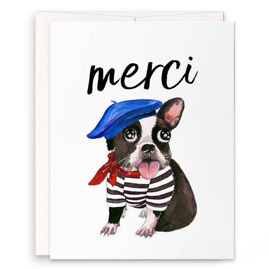 French Bulldog Merci - Funny Thank You Card - Dear John