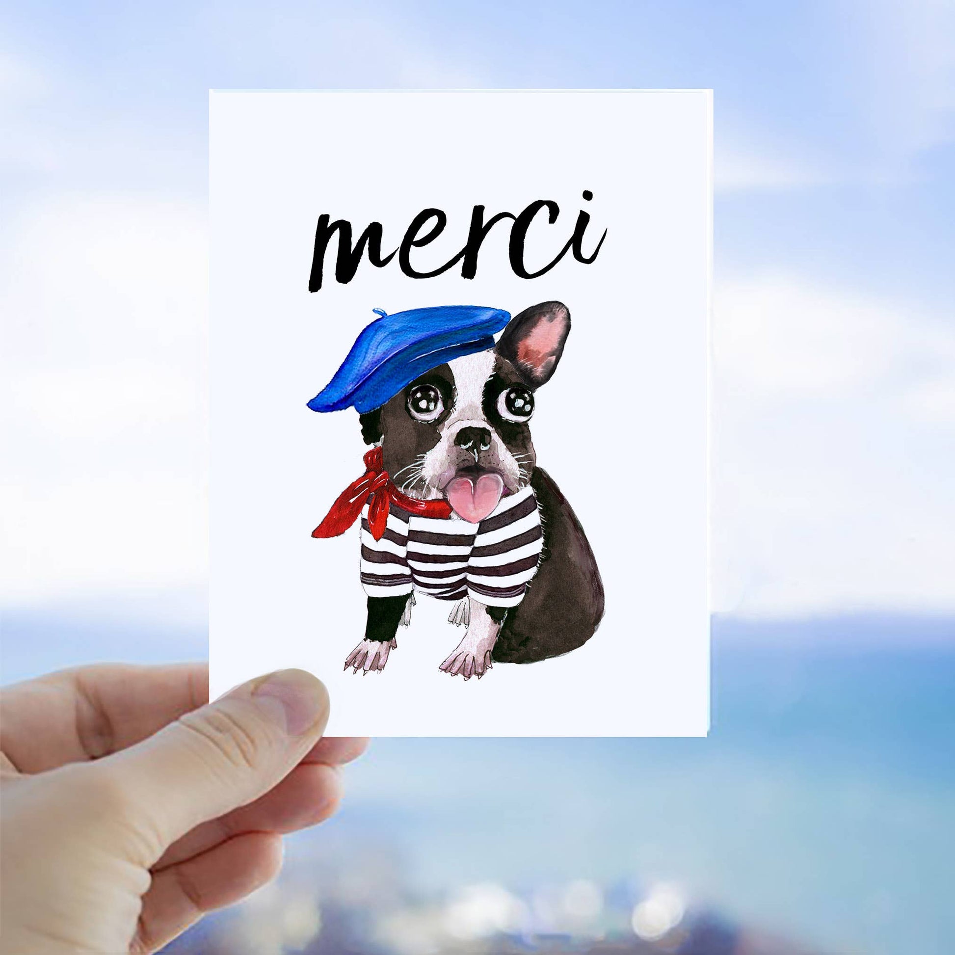 French Bulldog Merci - Funny Thank You Card - Dear John
