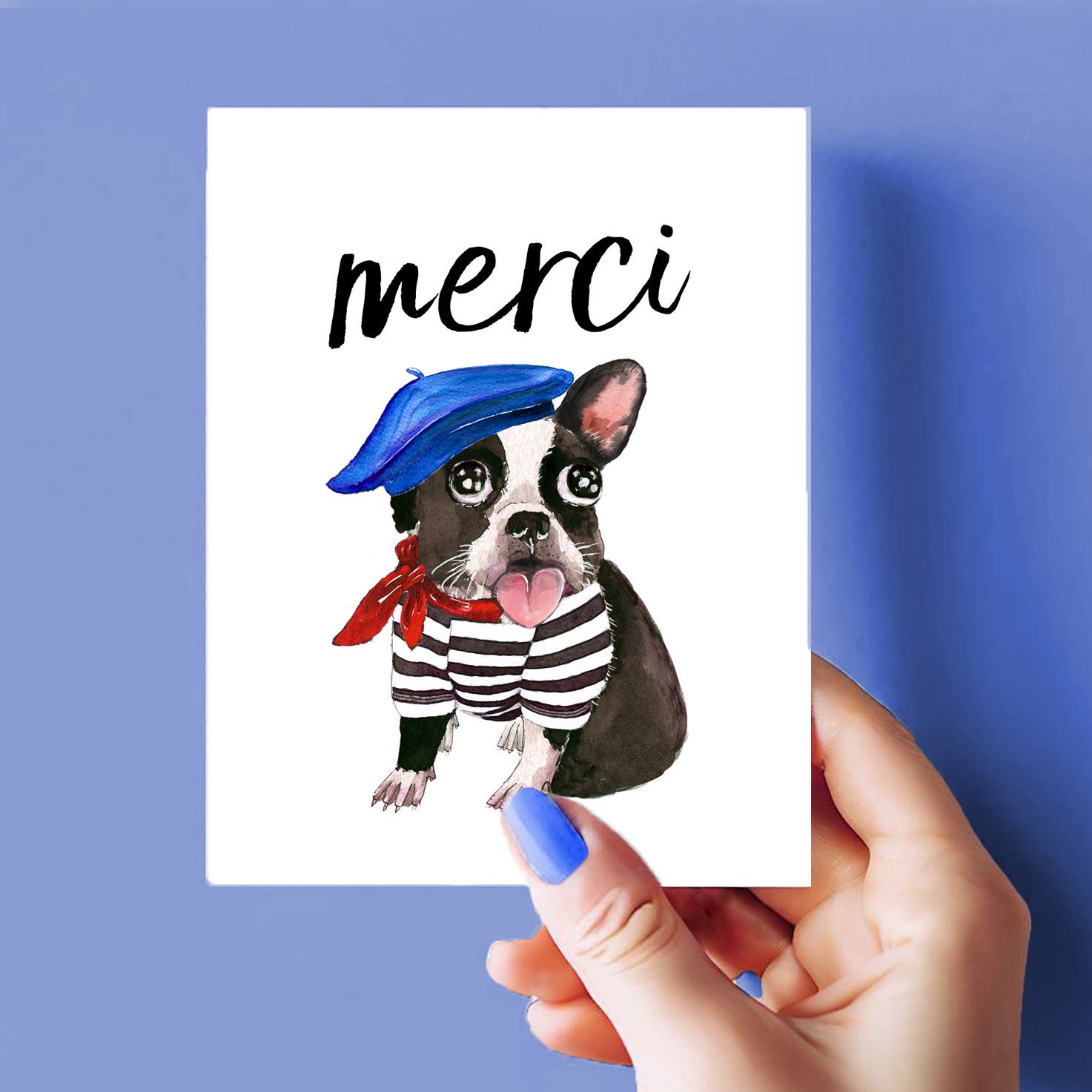 French Bulldog Merci - Funny Thank You Card - Dear John