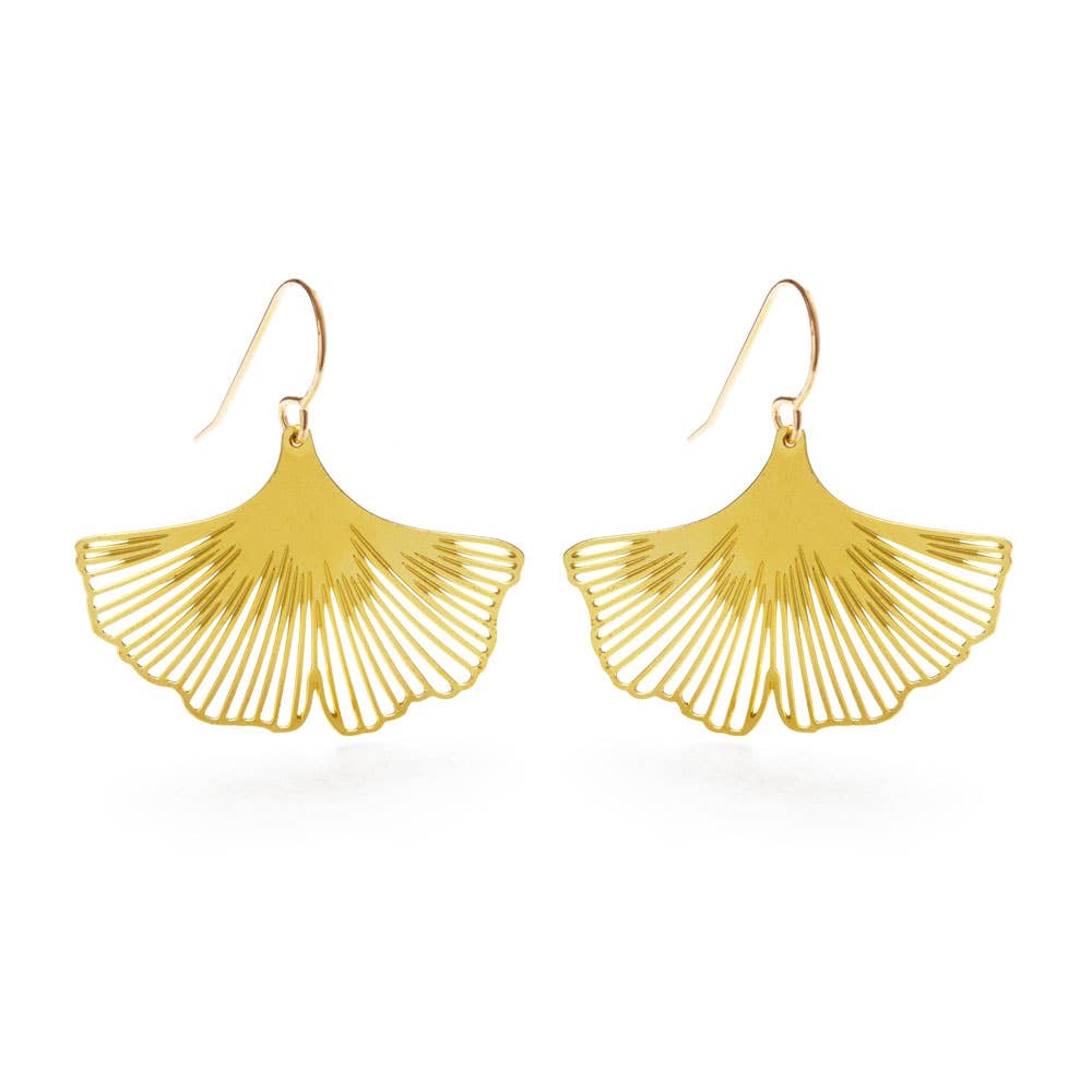 Ginkgo Leaf Earrings — 14k Gold Fill Ear Wires - Dear John