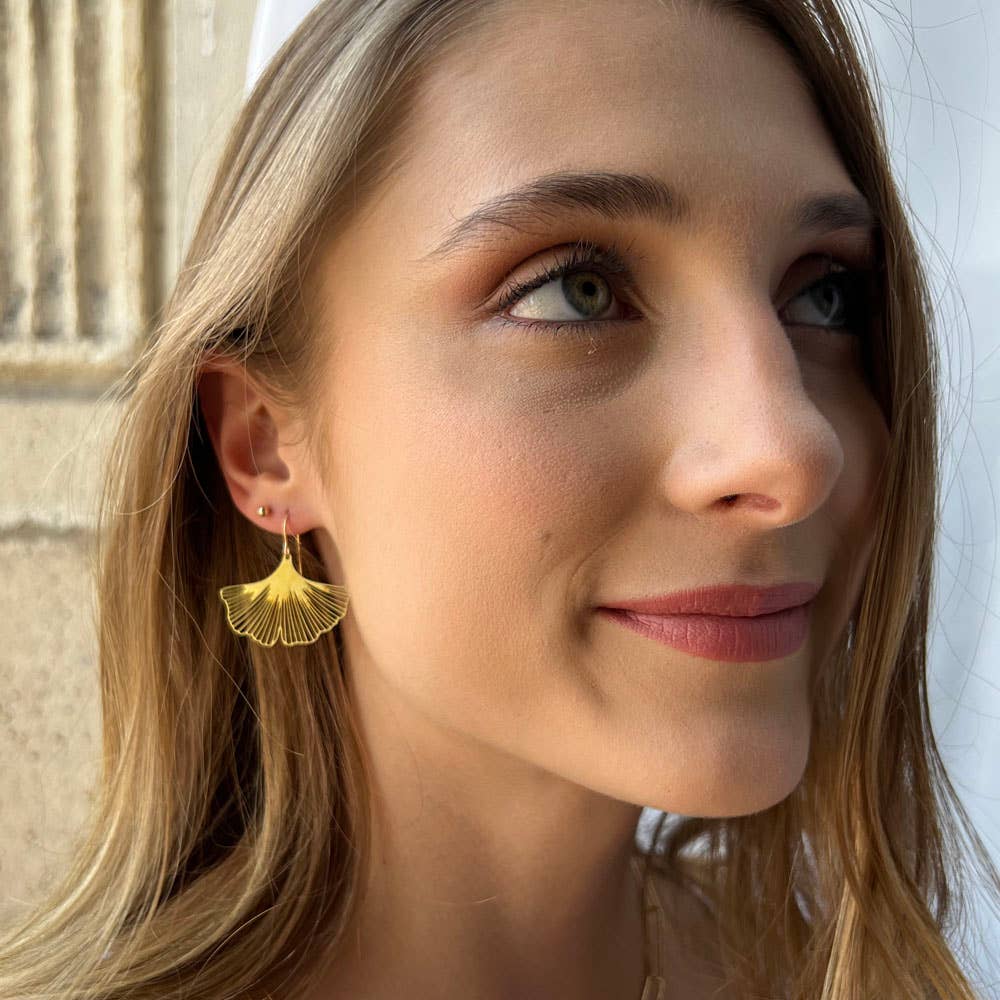 Ginkgo Leaf Earrings — 14k Gold Fill Ear Wires - Dear John