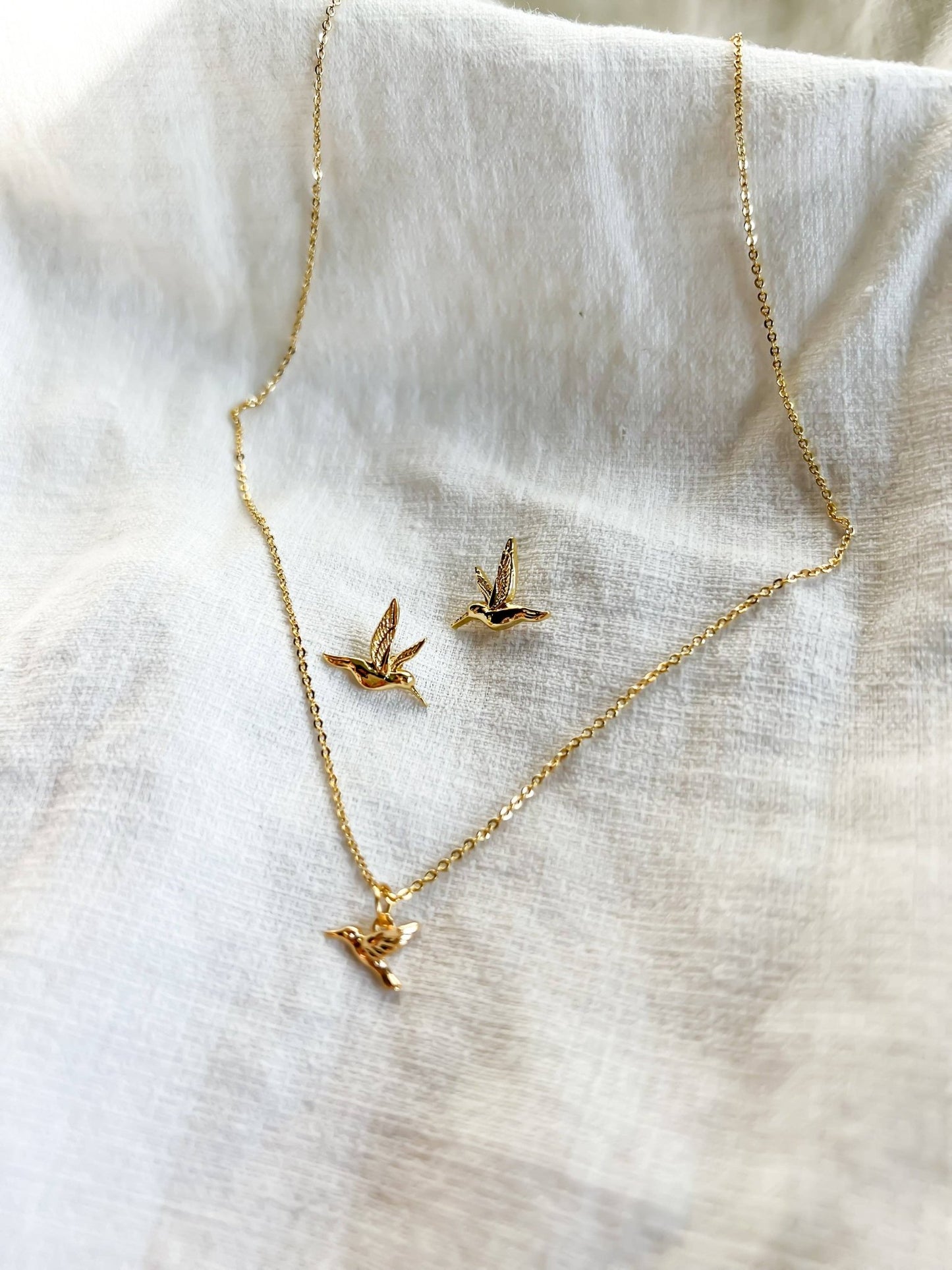 Gold Hummingbird Stud Earrings - Dear John