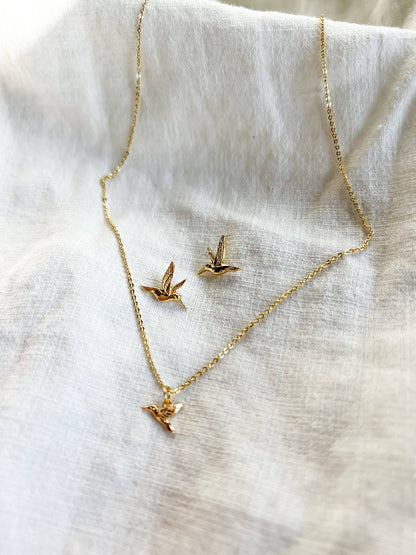 Gold Hummingbird Stud Earrings - Dear John