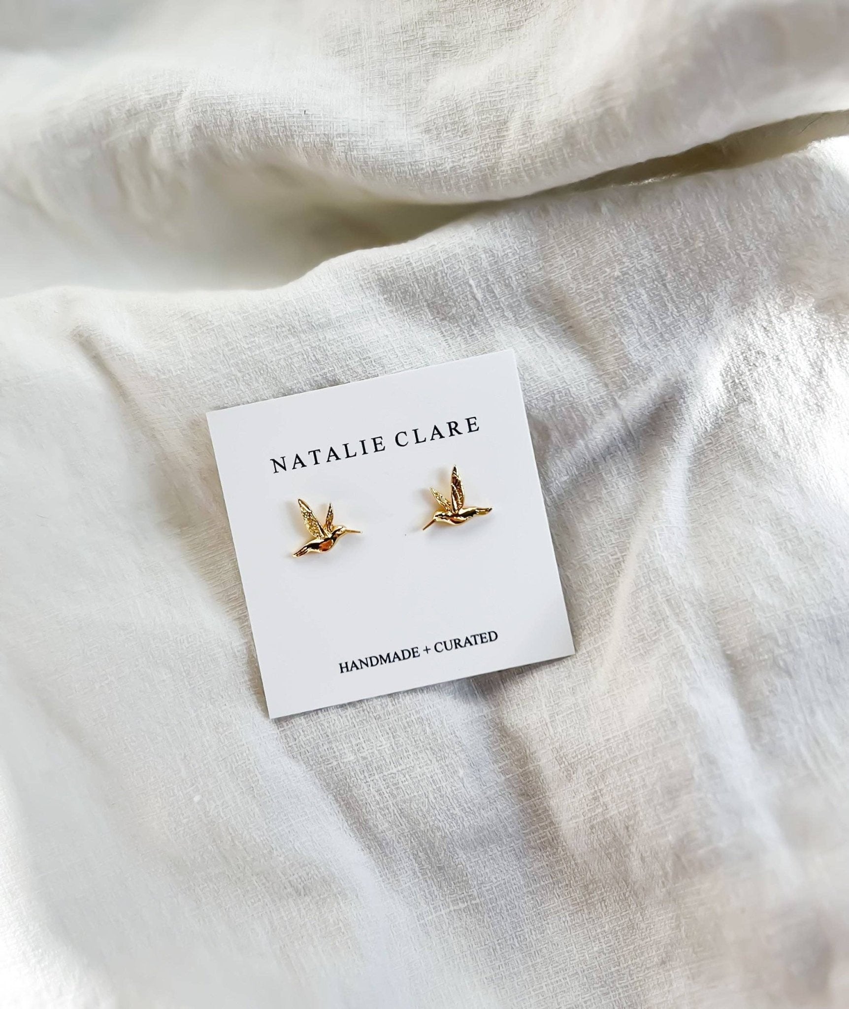 Gold Hummingbird Stud Earrings - Dear John