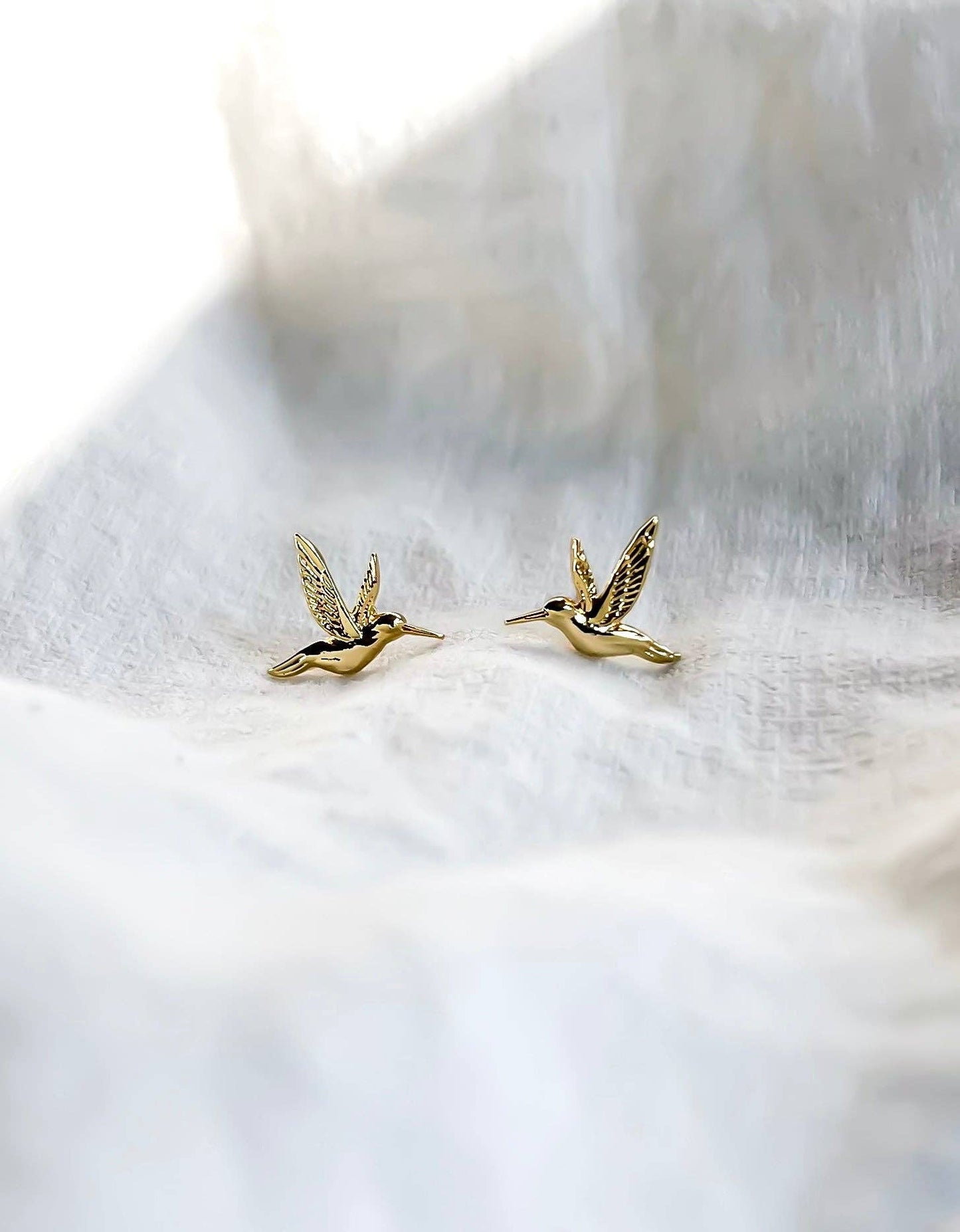 Gold Hummingbird Stud Earrings - Dear John