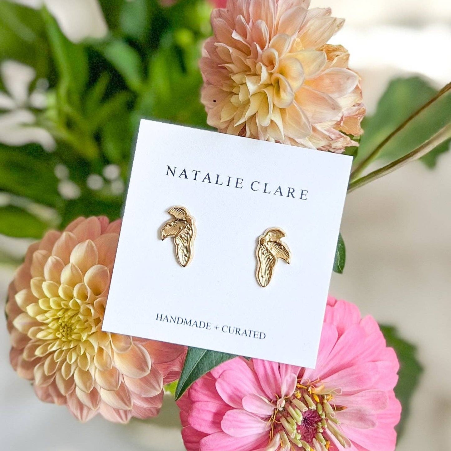 Golden Petal Stud Earrings - Dear John