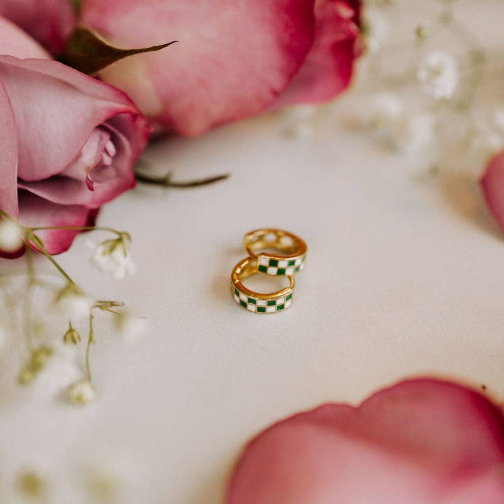 Green & White Checkered Hoops - Dear John