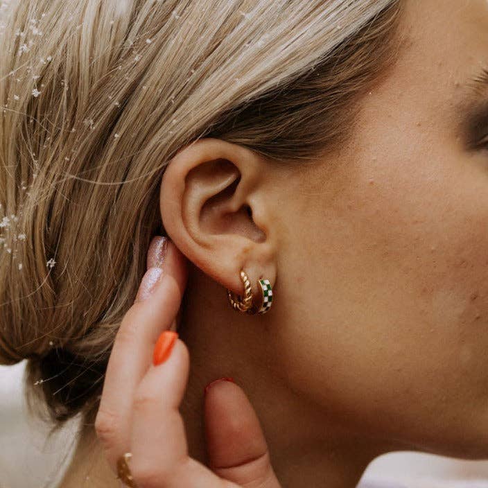 Green & White Checkered Hoops - Dear John