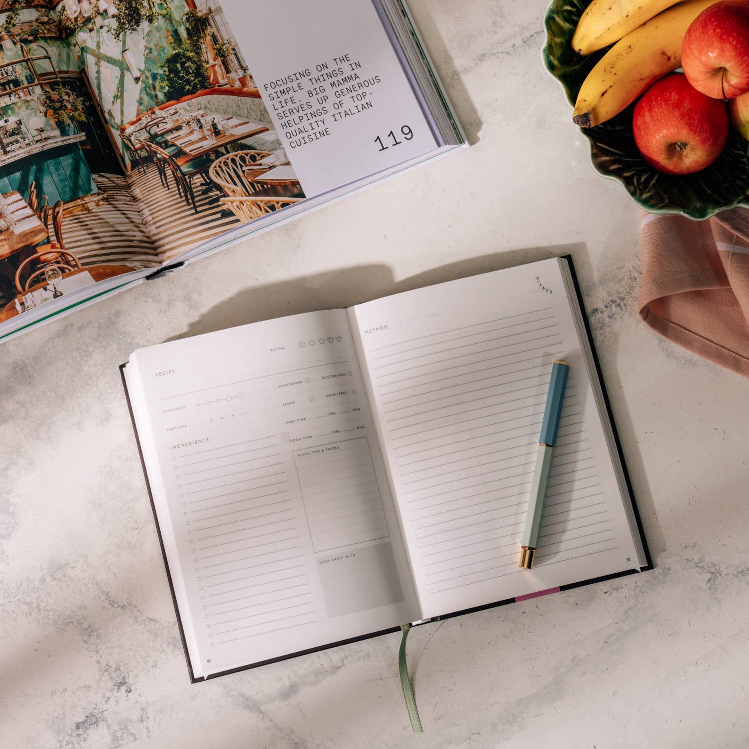 Guided Recipe Journal, A5 Hardcover - Vegetable Medley - Dear John