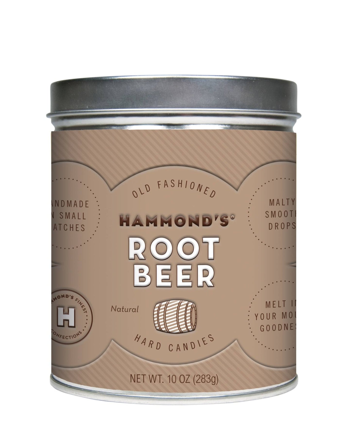 Hammond's Candies - Old - Fashioned Pantry Candy - Natural Root Beer Drops - 10oz Tin - Dear John