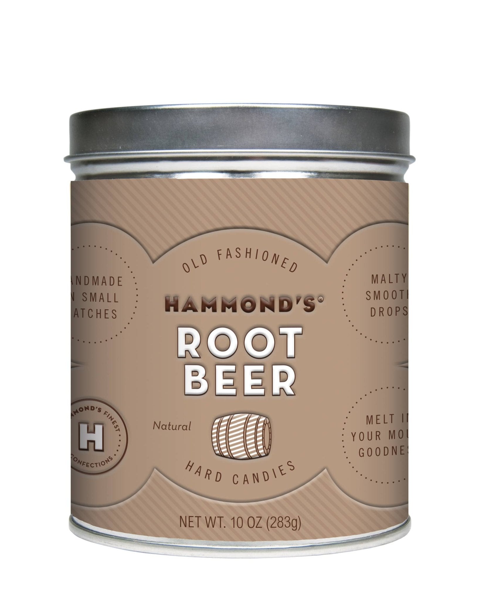 Hammond's Candies - Old - Fashioned Pantry Candy - Natural Root Beer Drops - 10oz Tin - Dear John