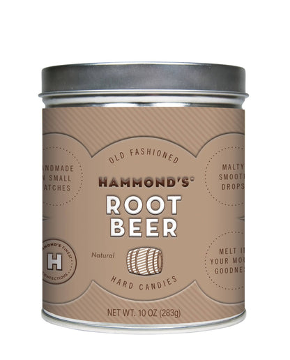 Hammond's Candies - Old - Fashioned Pantry Candy - Natural Root Beer Drops - 10oz Tin - Dear John