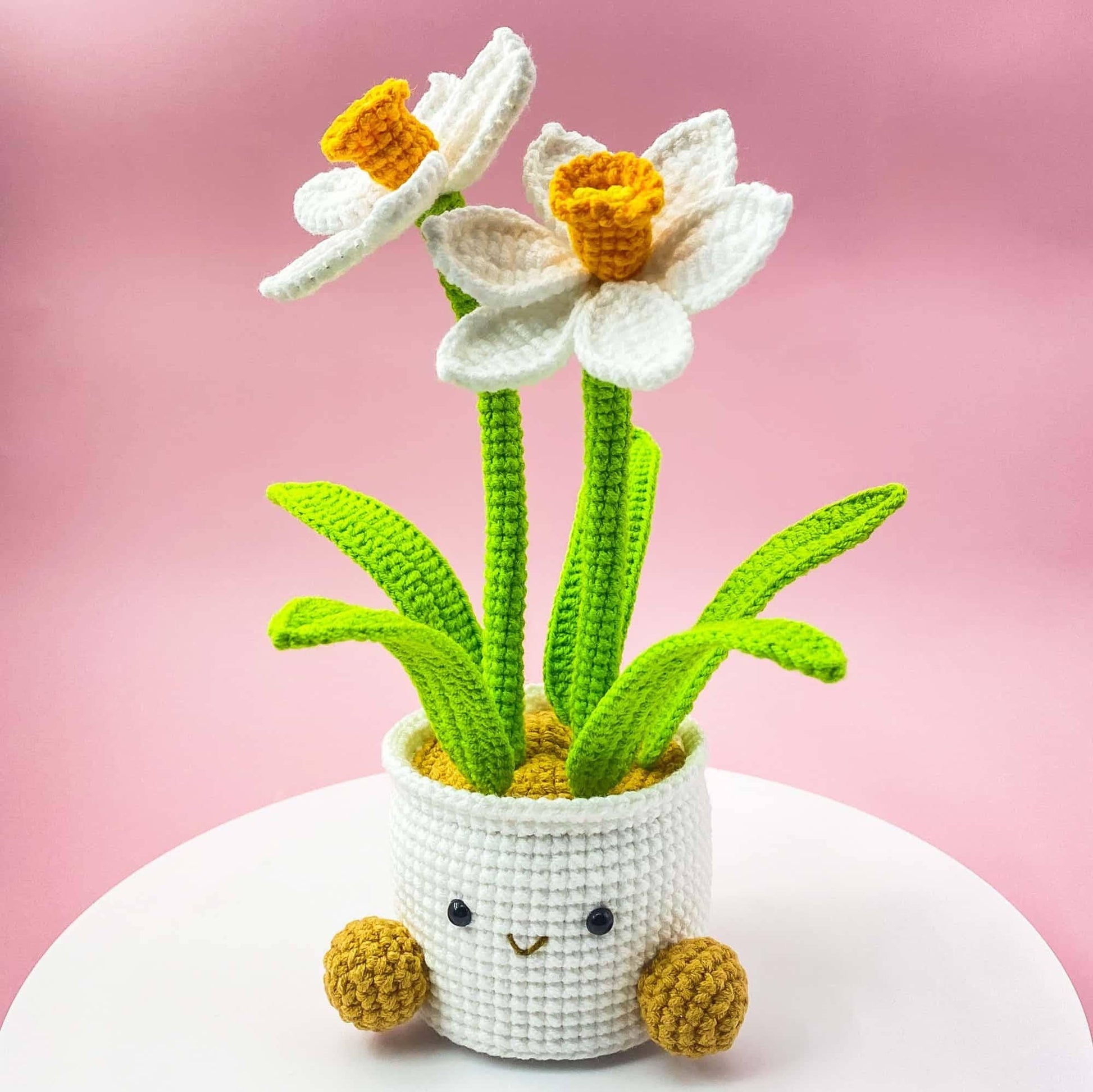 Handmade Finished Crochet Smiley Daffodil Pot | Daffodil Decor | Cute Spring Flower | Amigurumi Plant | Crochet Flowers | Home Decor - Dear John