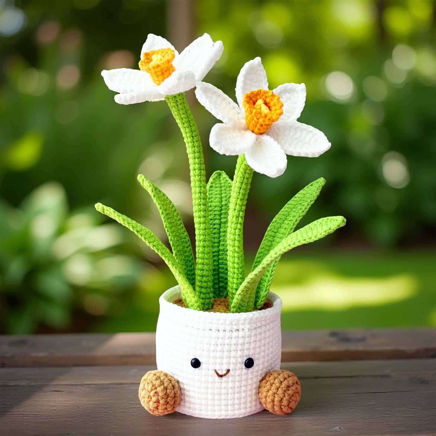 Handmade Finished Crochet Smiley Daffodil Pot | Daffodil Decor | Cute Spring Flower | Amigurumi Plant | Crochet Flowers | Home Decor - Dear John