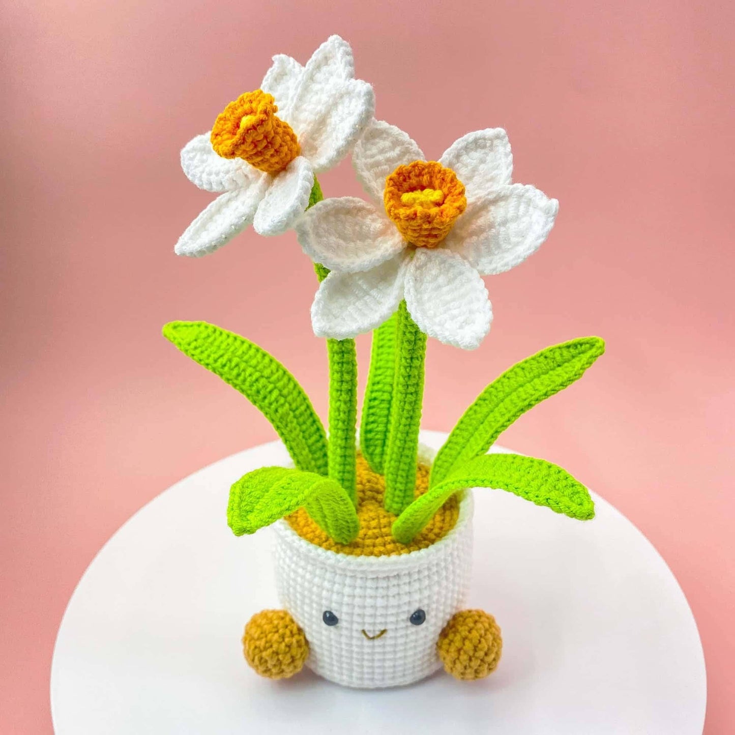 Handmade Finished Crochet Smiley Daffodil Pot | Daffodil Decor | Cute Spring Flower | Amigurumi Plant | Crochet Flowers | Home Decor - Dear John
