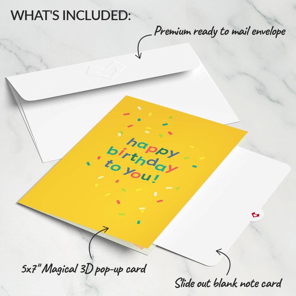 Happy Birthday Confetti Cake Music and Lights Card 5x7" - Dear John