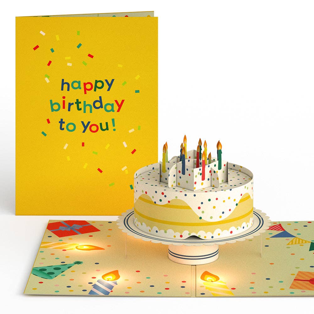 Happy Birthday Confetti Cake Music and Lights Card 5x7" - Dear John