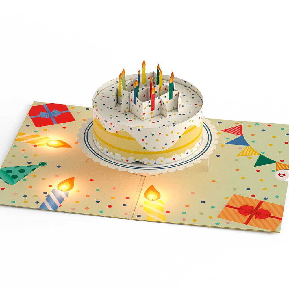 Happy Birthday Confetti Cake Music and Lights Card 5x7" - Dear John