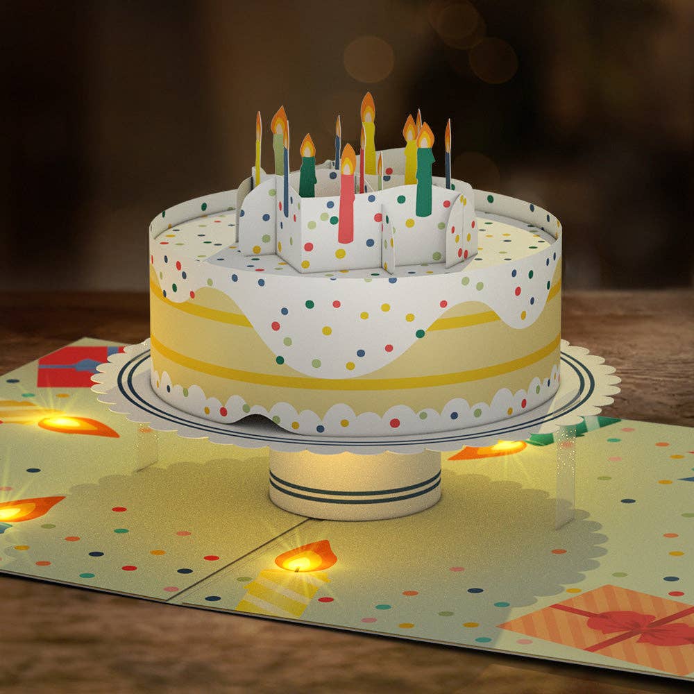 Happy Birthday Confetti Cake Music and Lights Card 5x7" - Dear John