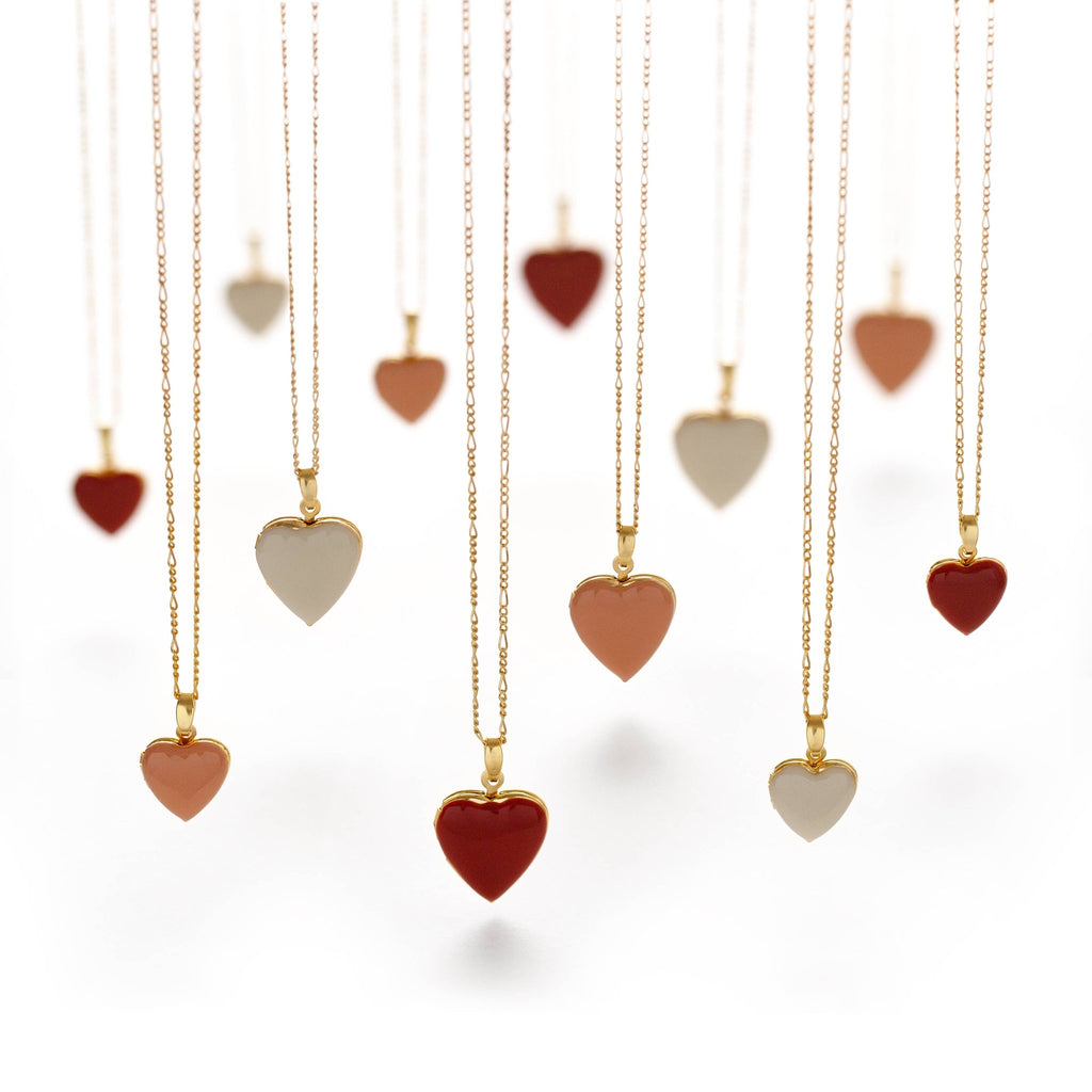 Heart Locket Necklace — 14k Gold over Brass on 20" Figaro Chain - Dear John
