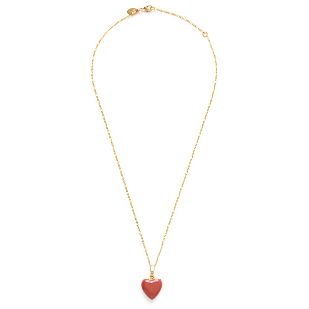 Heart Locket Necklace — 14k Gold over Brass on 20" Figaro Chain - Dear John