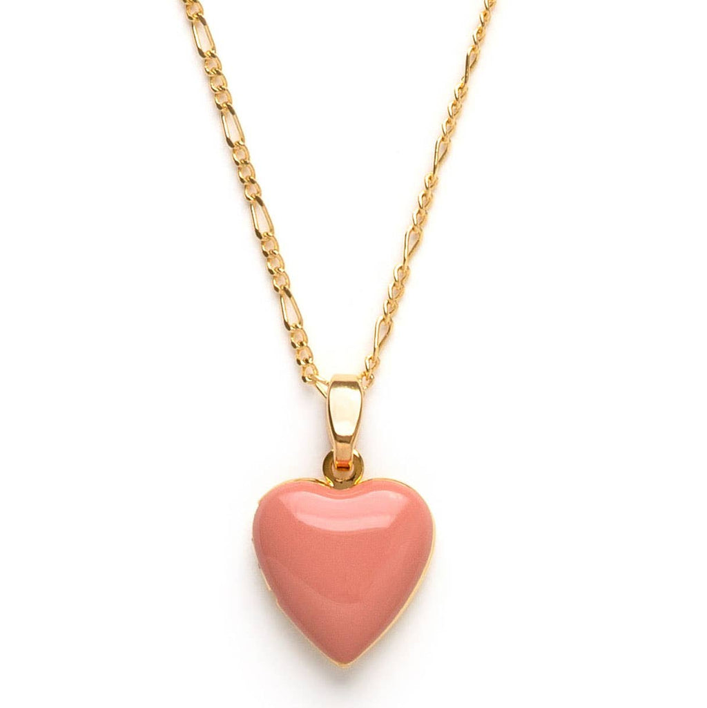Heart Locket Necklace — 14k Gold over Brass on 20" Figaro Chain - Dear John