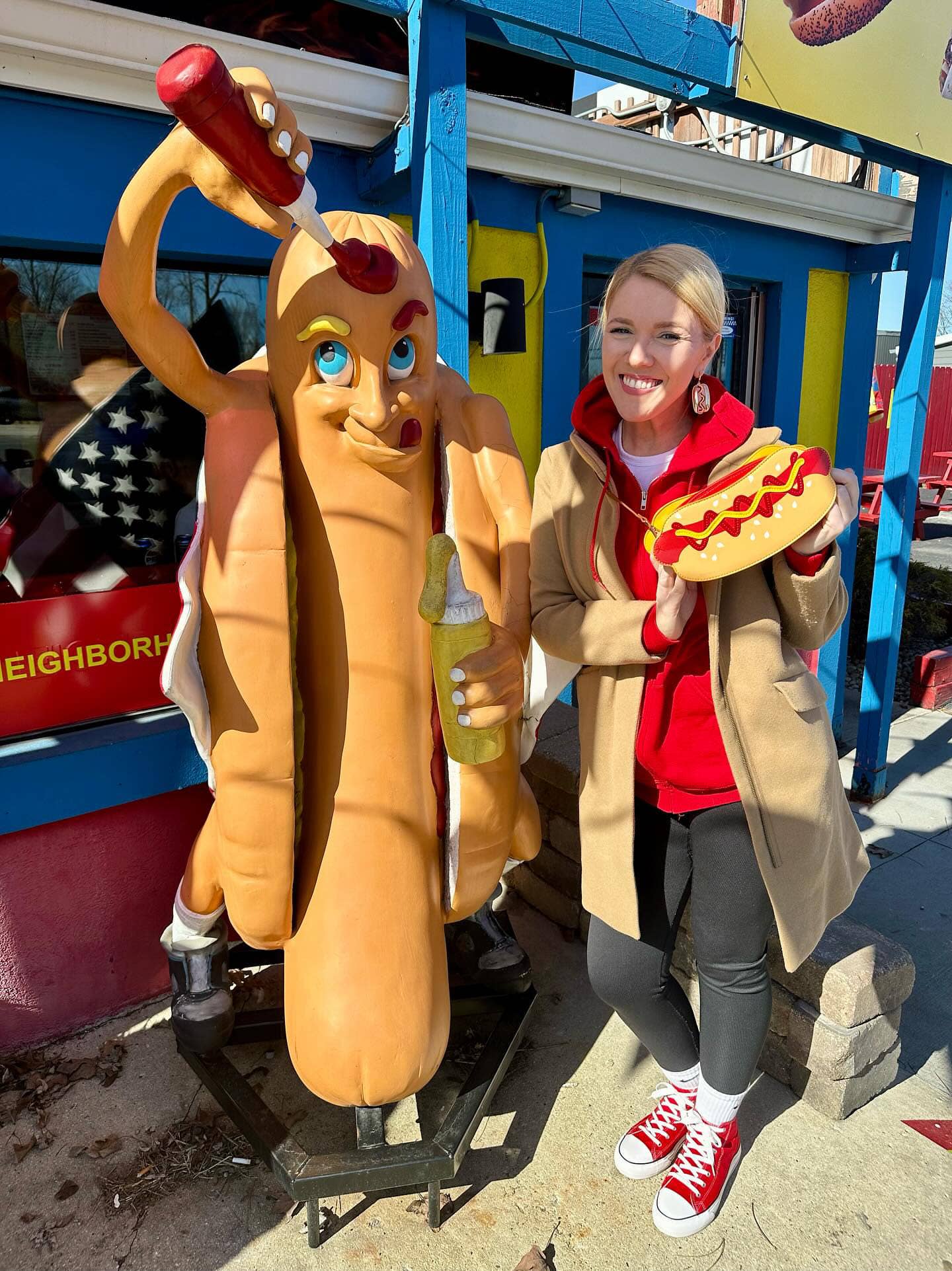 Hot Dog Crossbody Bag | Vegan PU, Zipper, Adjustable Strap - Dear John