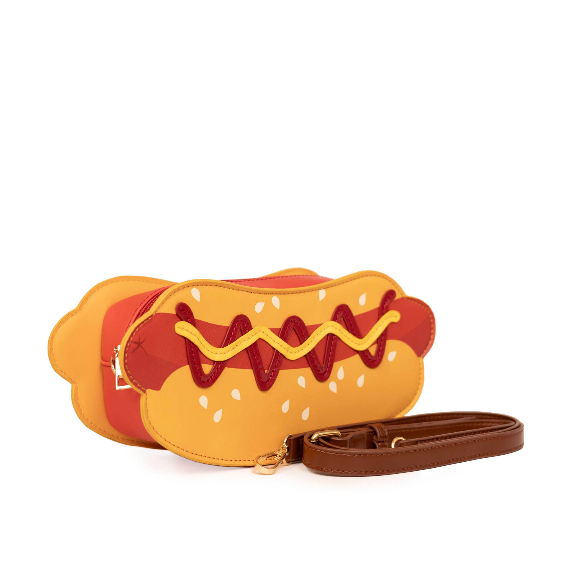 Hot Dog Crossbody Bag | Vegan PU, Zipper, Adjustable Strap - Dear John