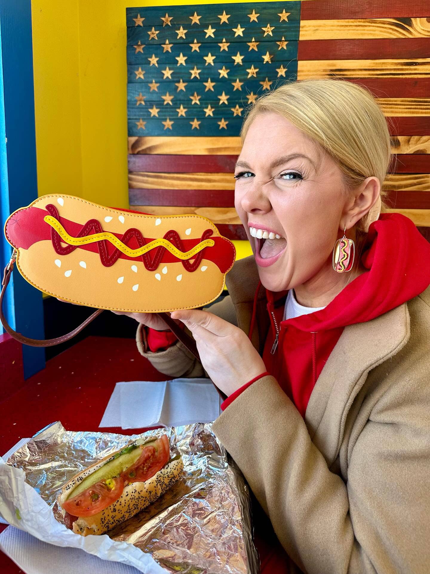 Hot Dog Crossbody Bag | Vegan PU, Zipper, Adjustable Strap - Dear John
