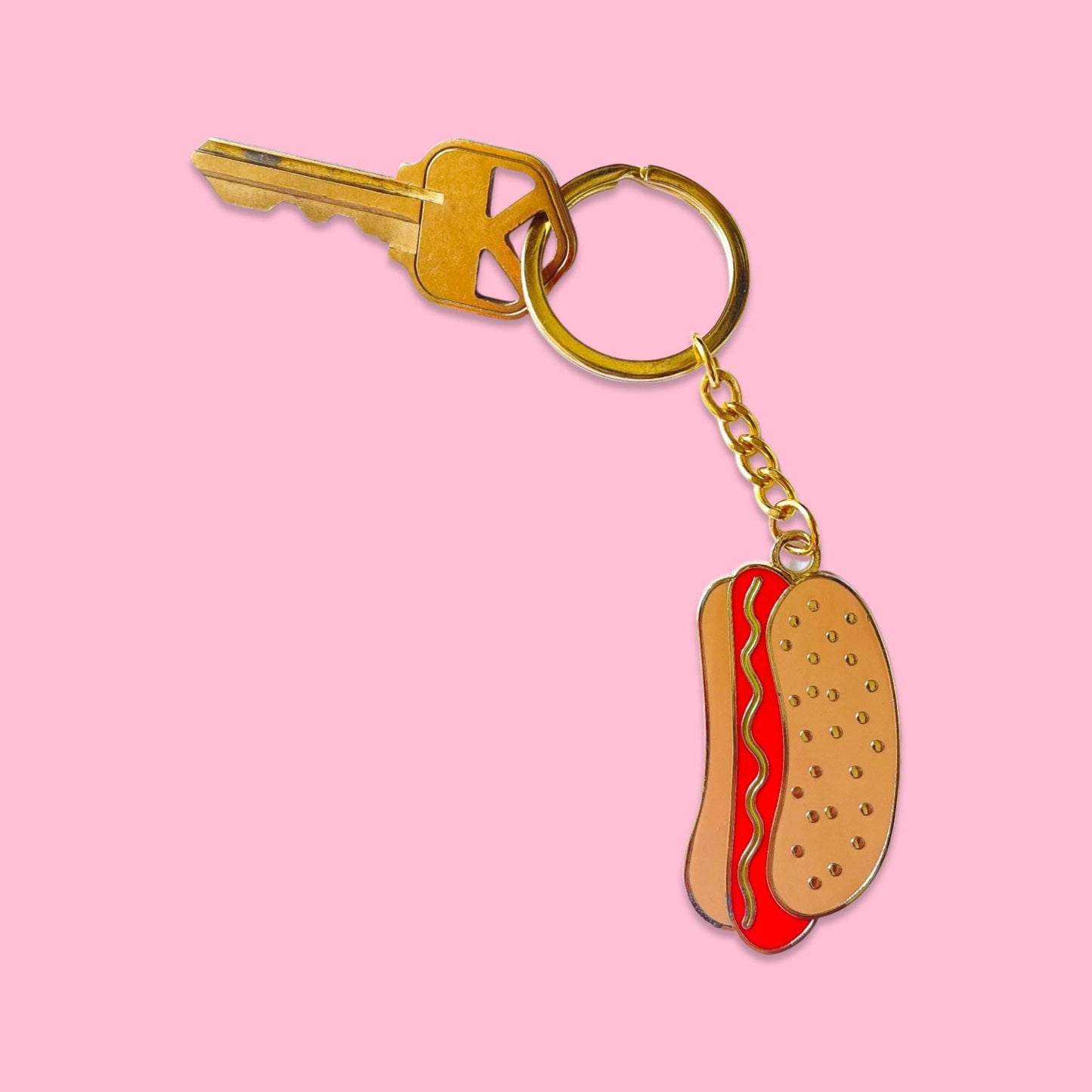 Hot Dog Enamel Bag Charm & Keychain - Dear John