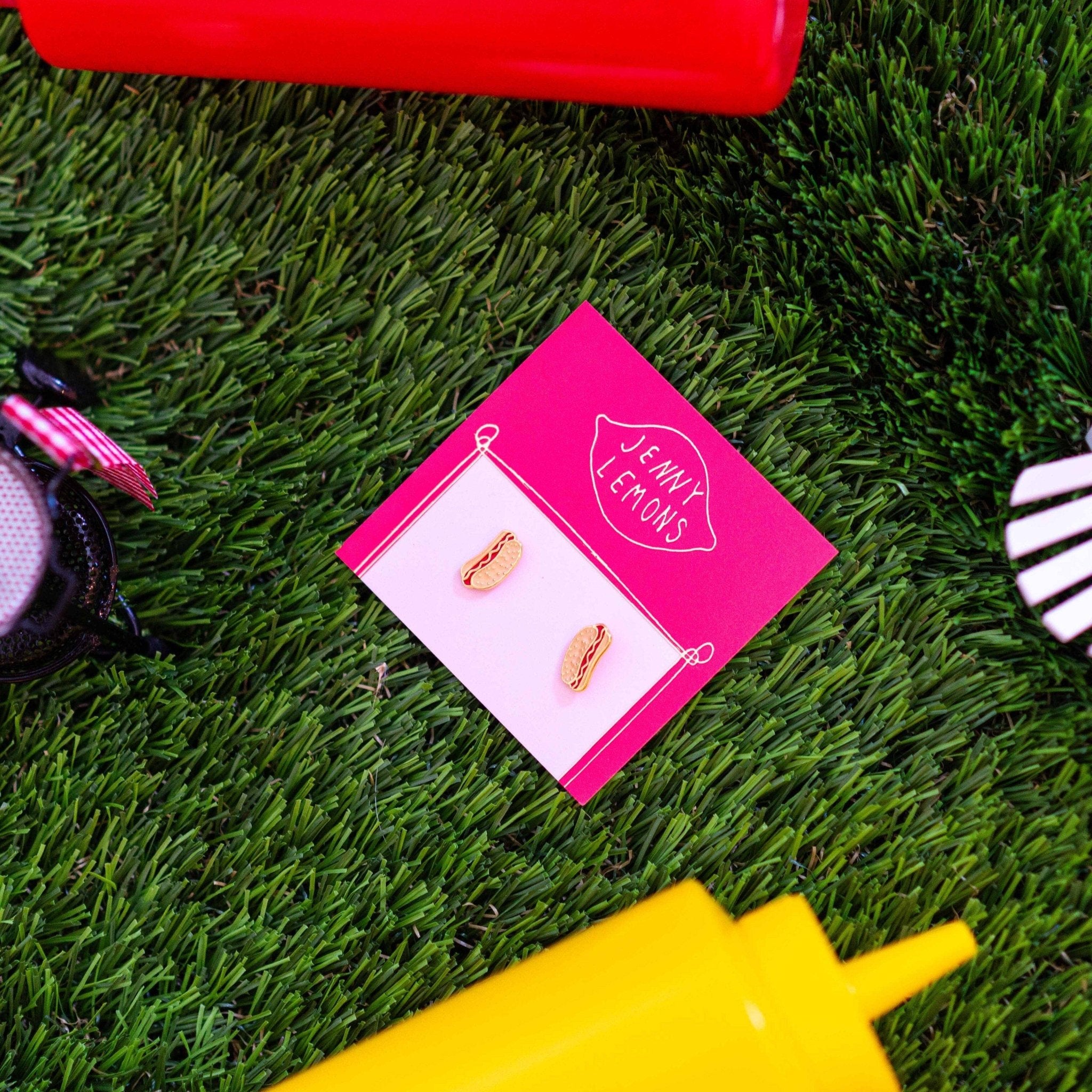 Hot Dog Enamel Earrings — Jenny Lemons - Dear John