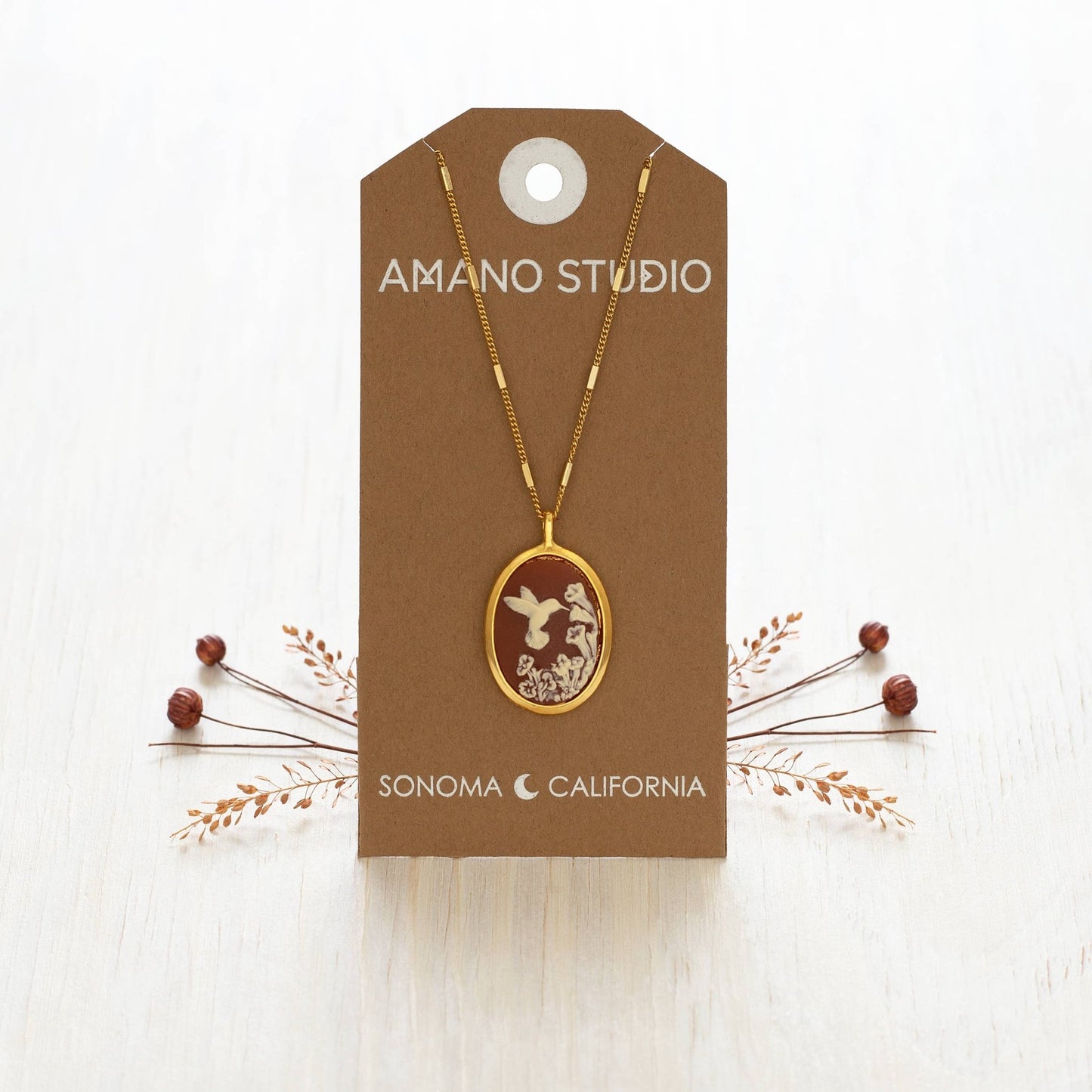 Hummingbird Vintage Cameo Necklace - Dear John