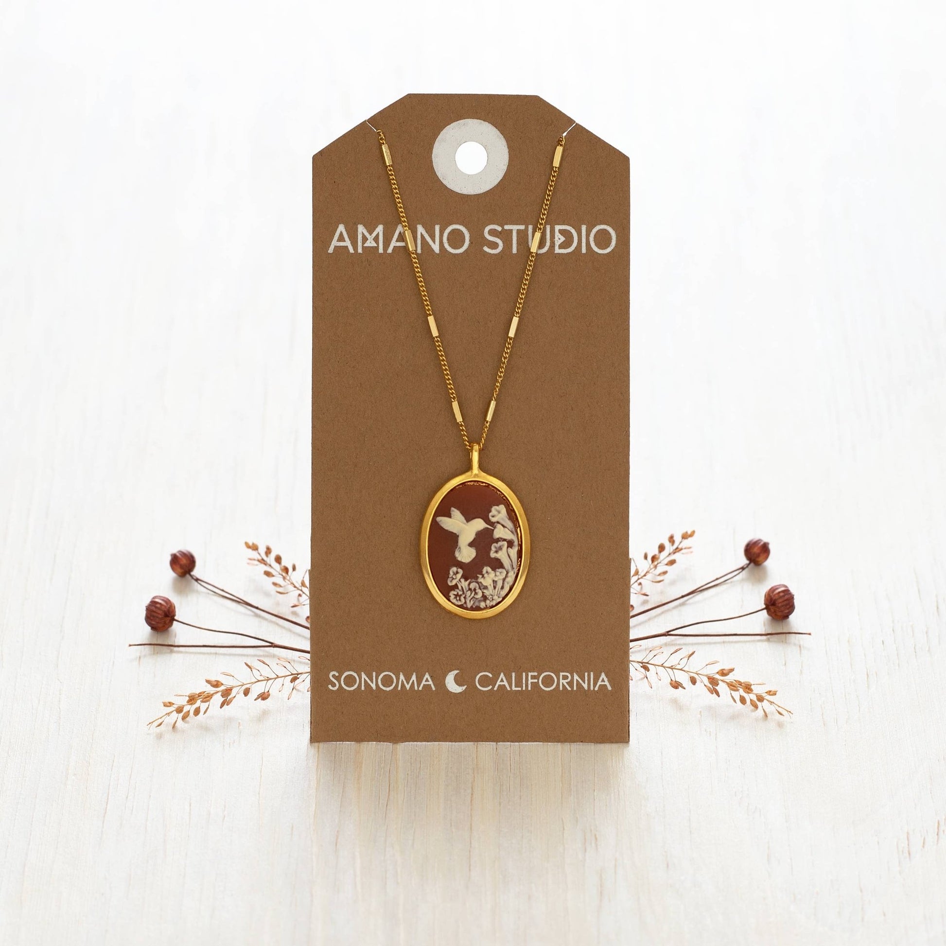 Hummingbird Vintage Cameo Necklace - Dear John