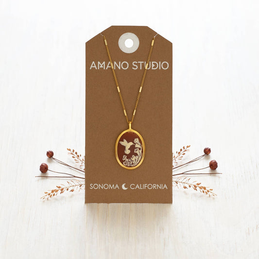 Hummingbird Vintage Cameo Necklace - Dear John