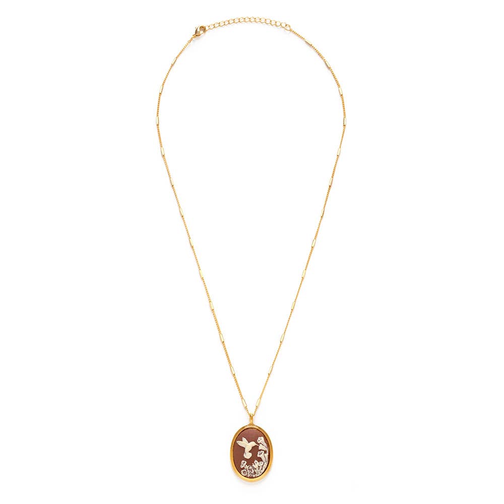 Hummingbird Vintage Cameo Necklace - Dear John