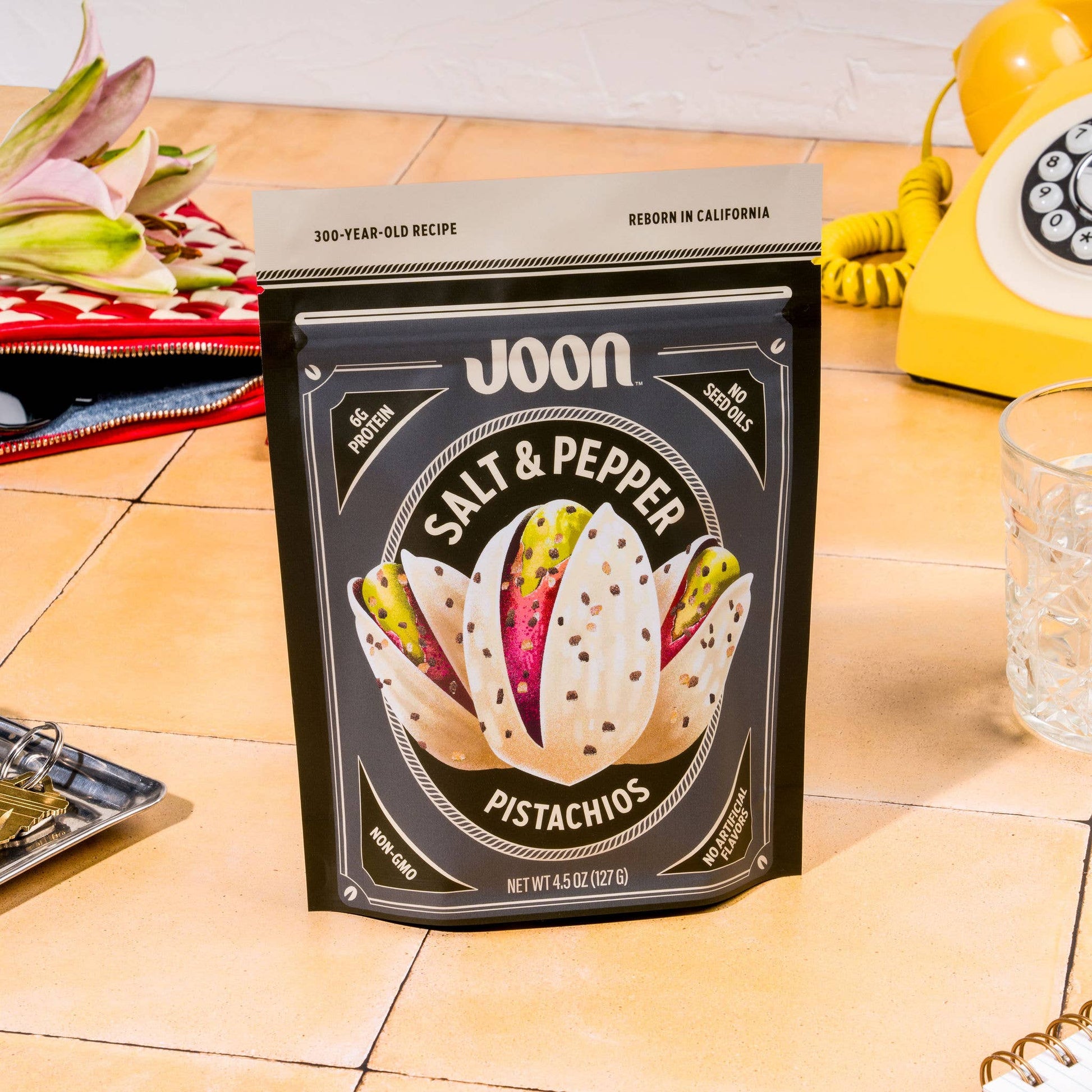 Joon Salt and Pepper Pistachios - 4.5oz Resealable Bag - Dear John